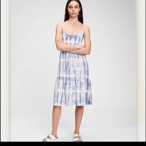 NWT GAP Women's Racerback Tie Dyed Tiered Midi Dress